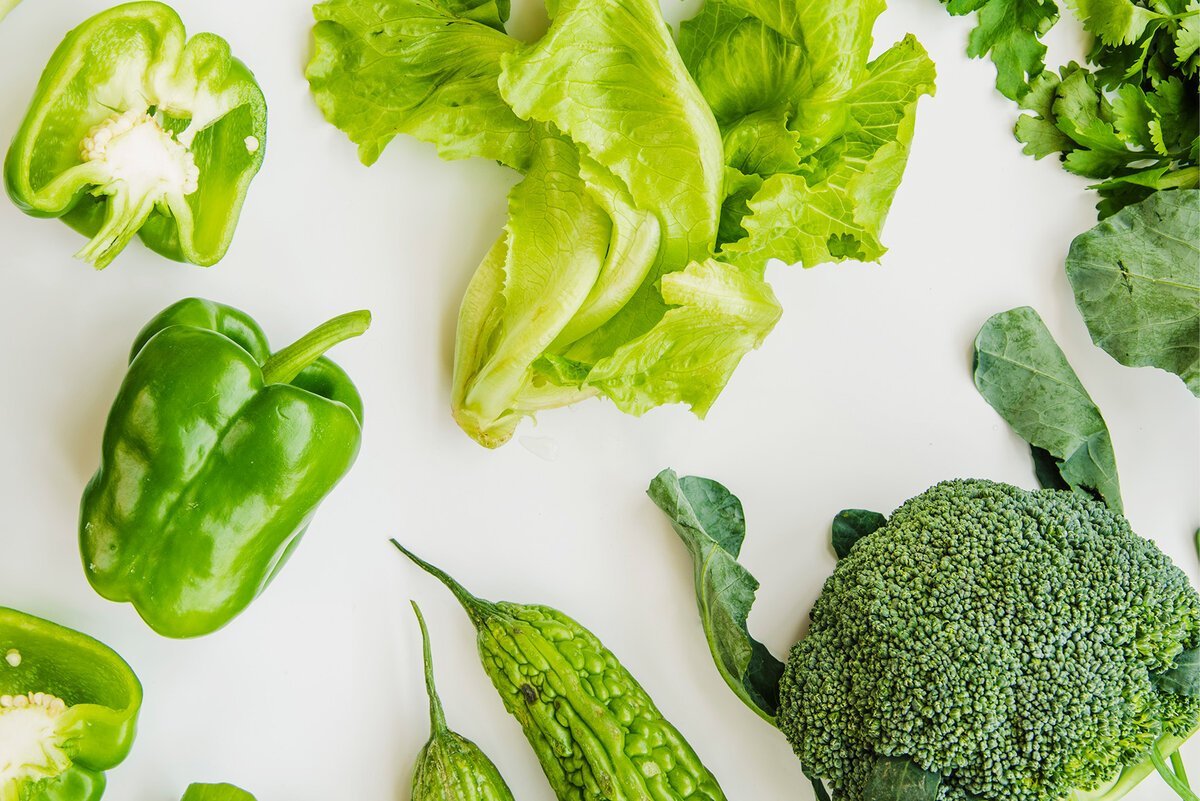 Зеленые фрукты и овощи