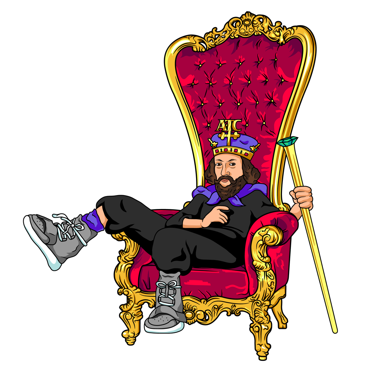 Сидит на троне