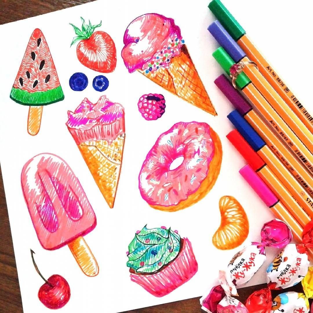 Конфеты и сладости акварель