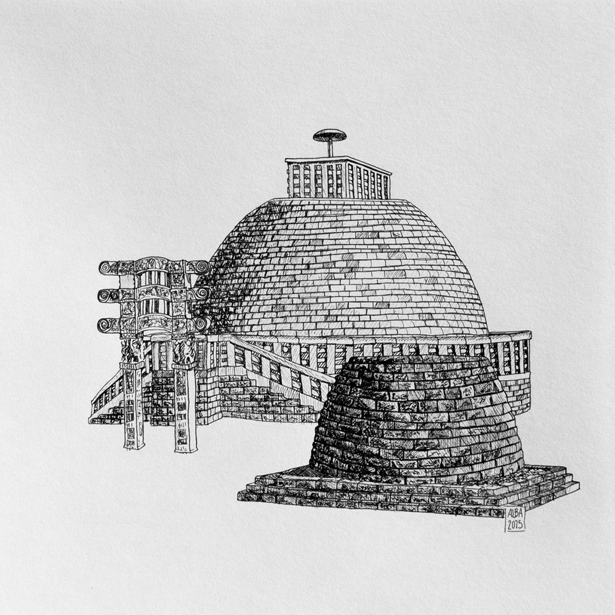 Индийская ступа рисунок