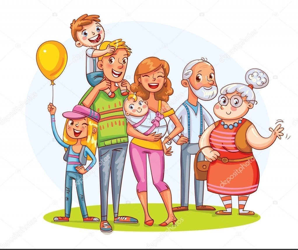 Дети и родители нарисовано