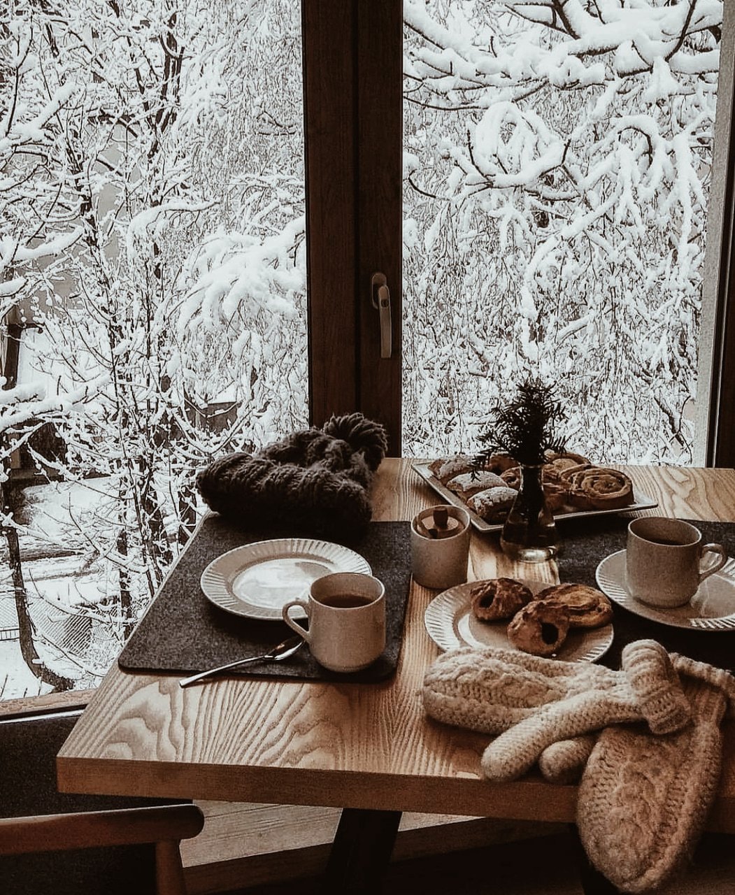 Утро зима чай