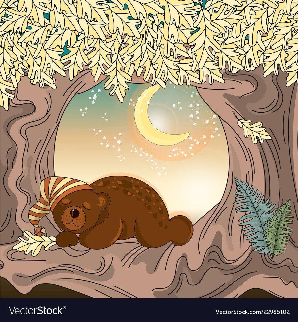 Медвежонок в берлоге мультяшные