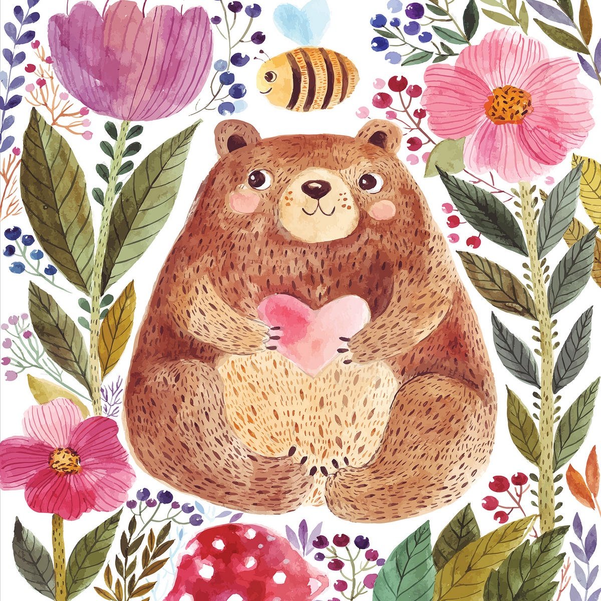 Медвежонок акварель