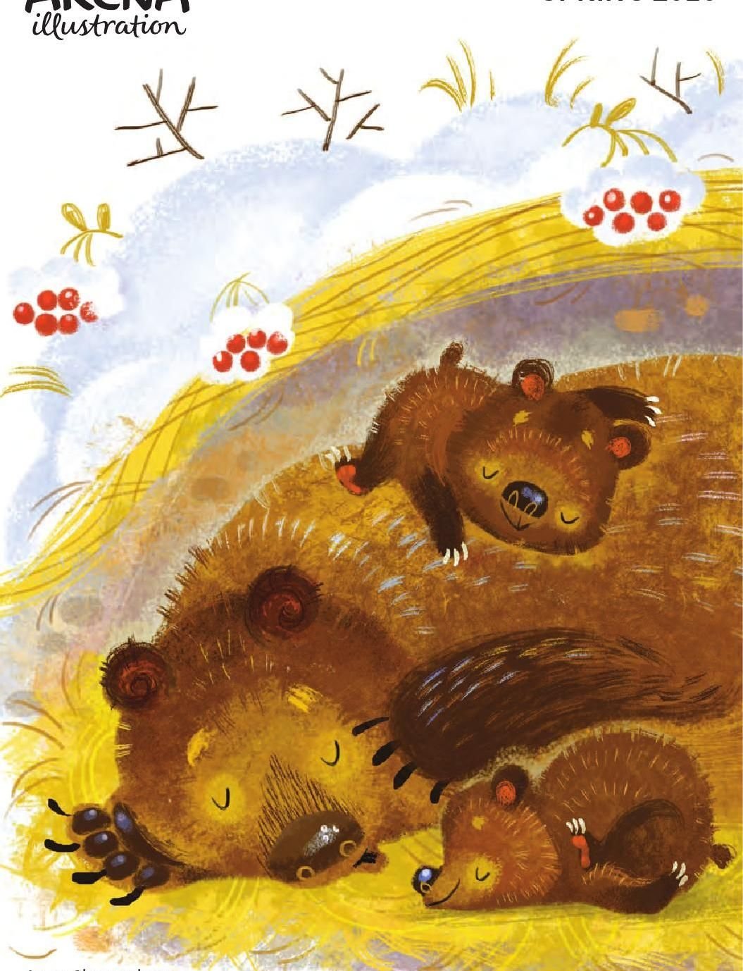 Медведица с медвежатами в берлоге