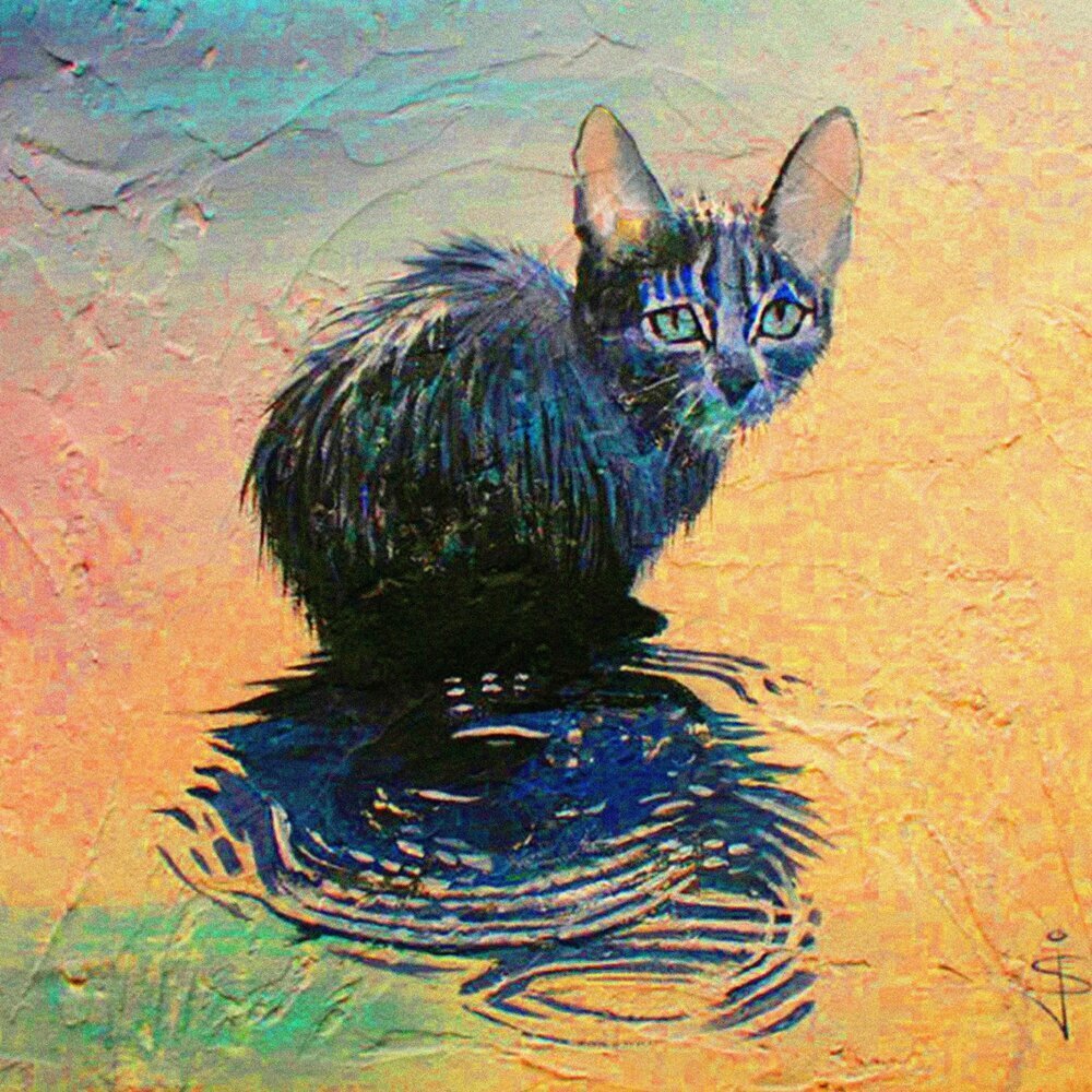 Кот на скамейке осень