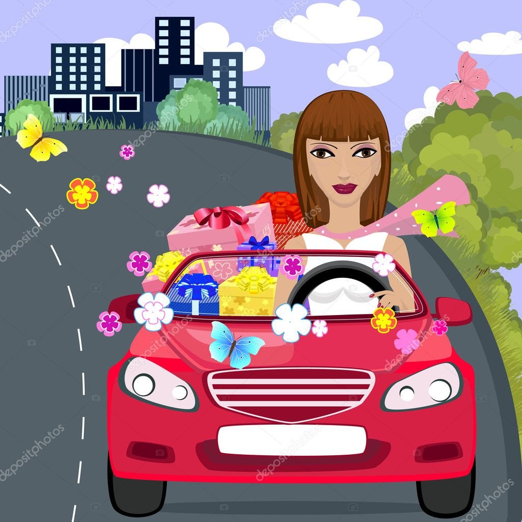 Открытка автоледи