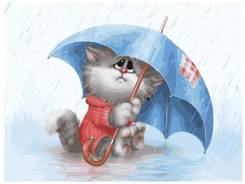 Котик с зонтиком