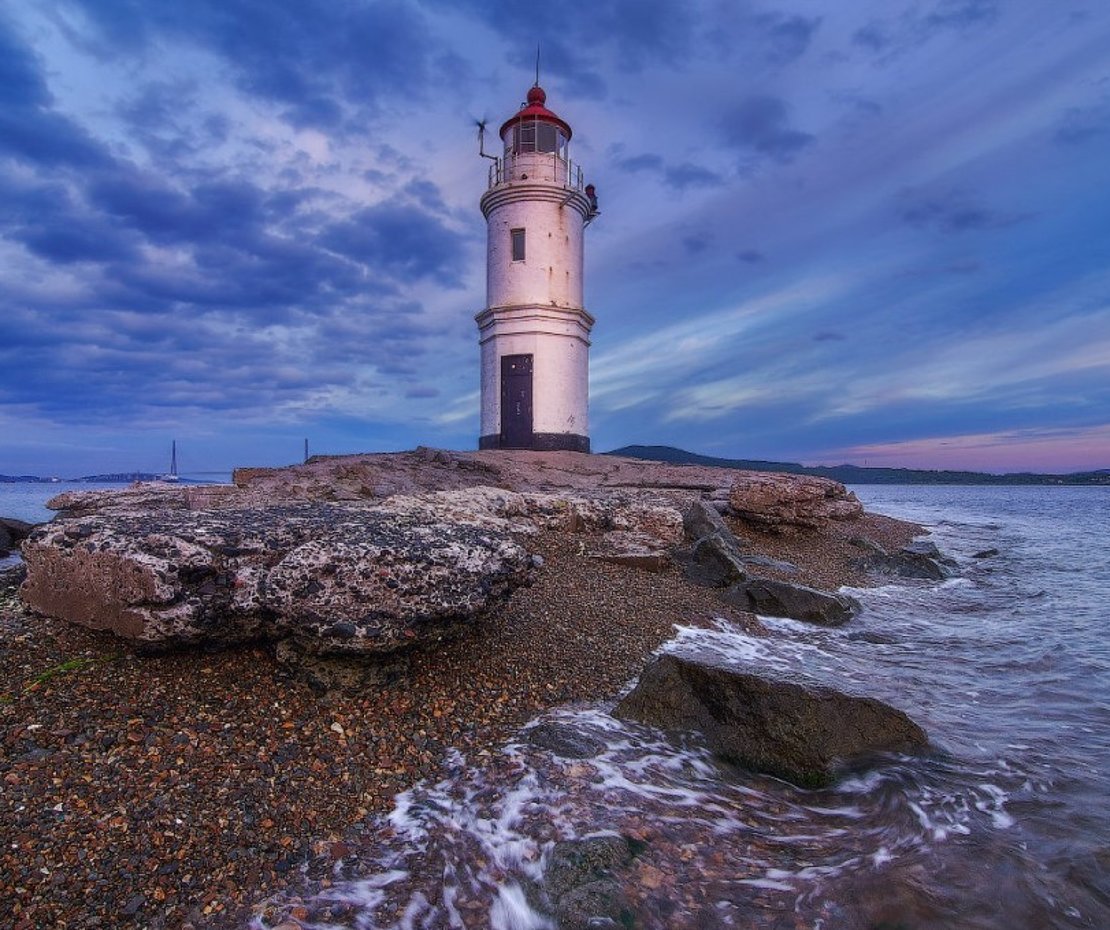 Маяк Эгершельд Владивосток зимой