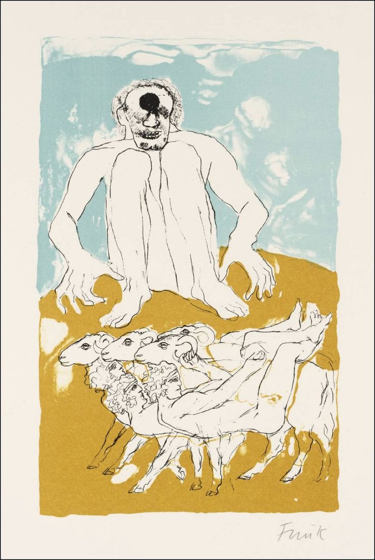 Иллюстрация к поэме Гомера Одиссея на острове циклопов