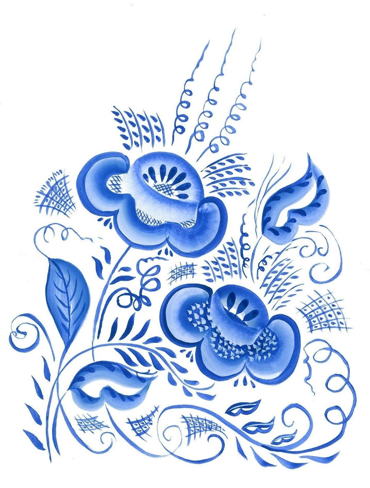 Орнаментная роспись Гжель