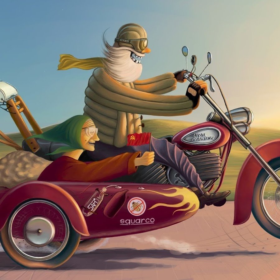 Бабушка на мотоцикле