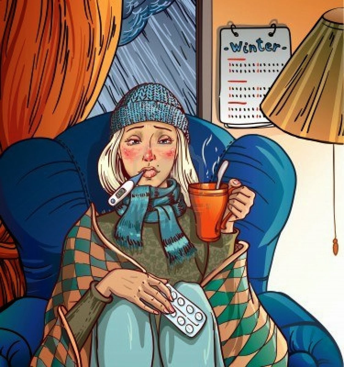 Заболела простудой