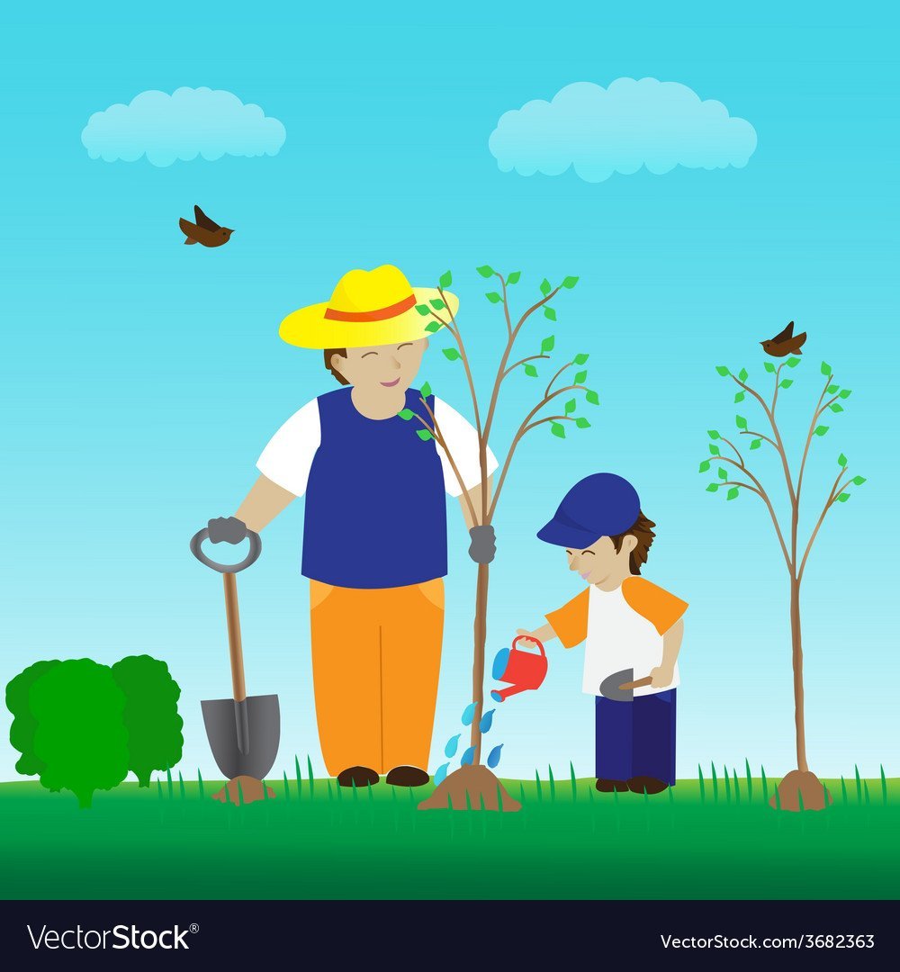 Рисуем сад с садовником