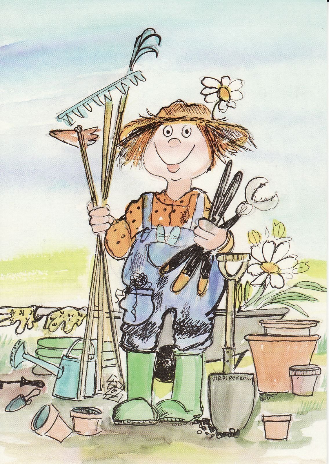 Сажает рассаду иллюстрация