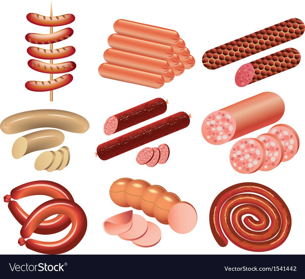 Колбаса сосиски вектор