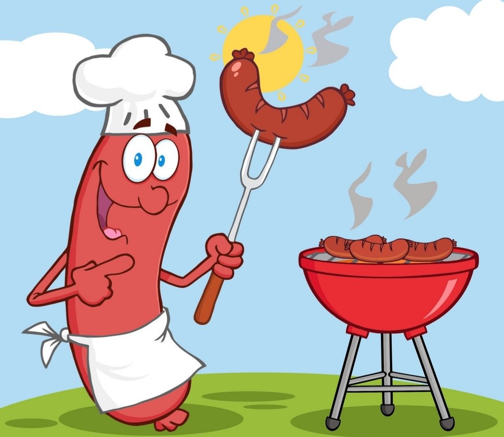 Жареная сосиска иллюстрация