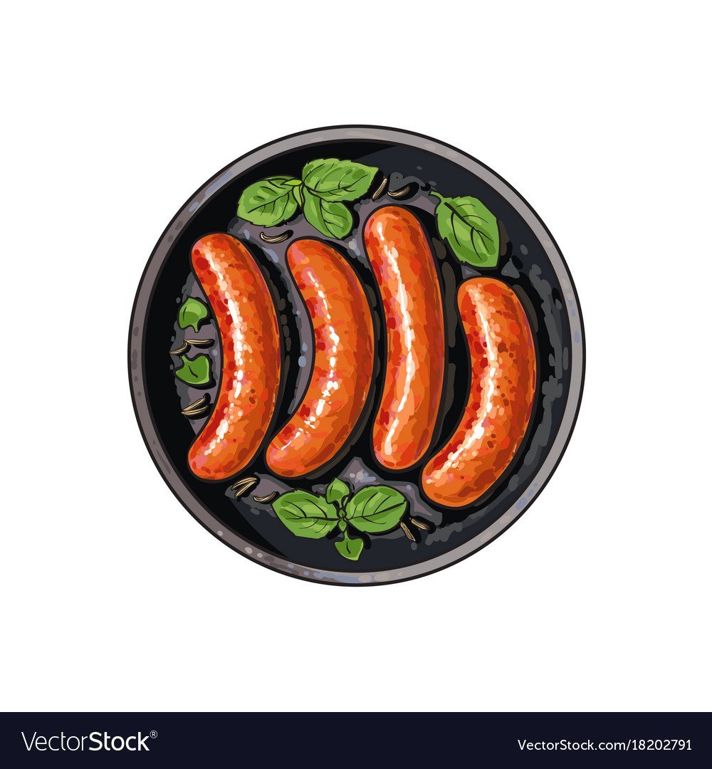 Колбаски гриль сверху