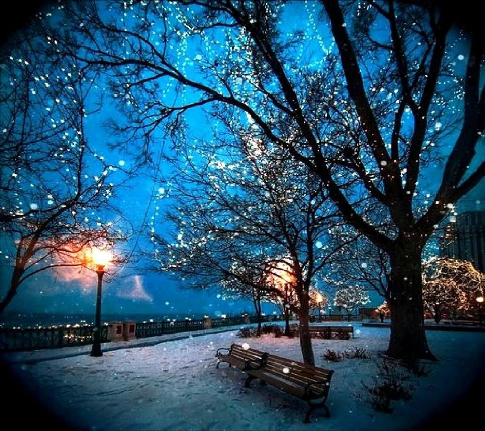 Зима ночь город