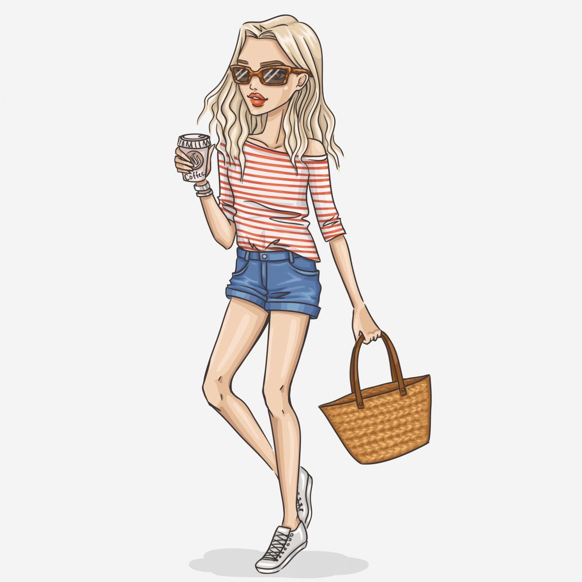Девушка в шортах рисунок