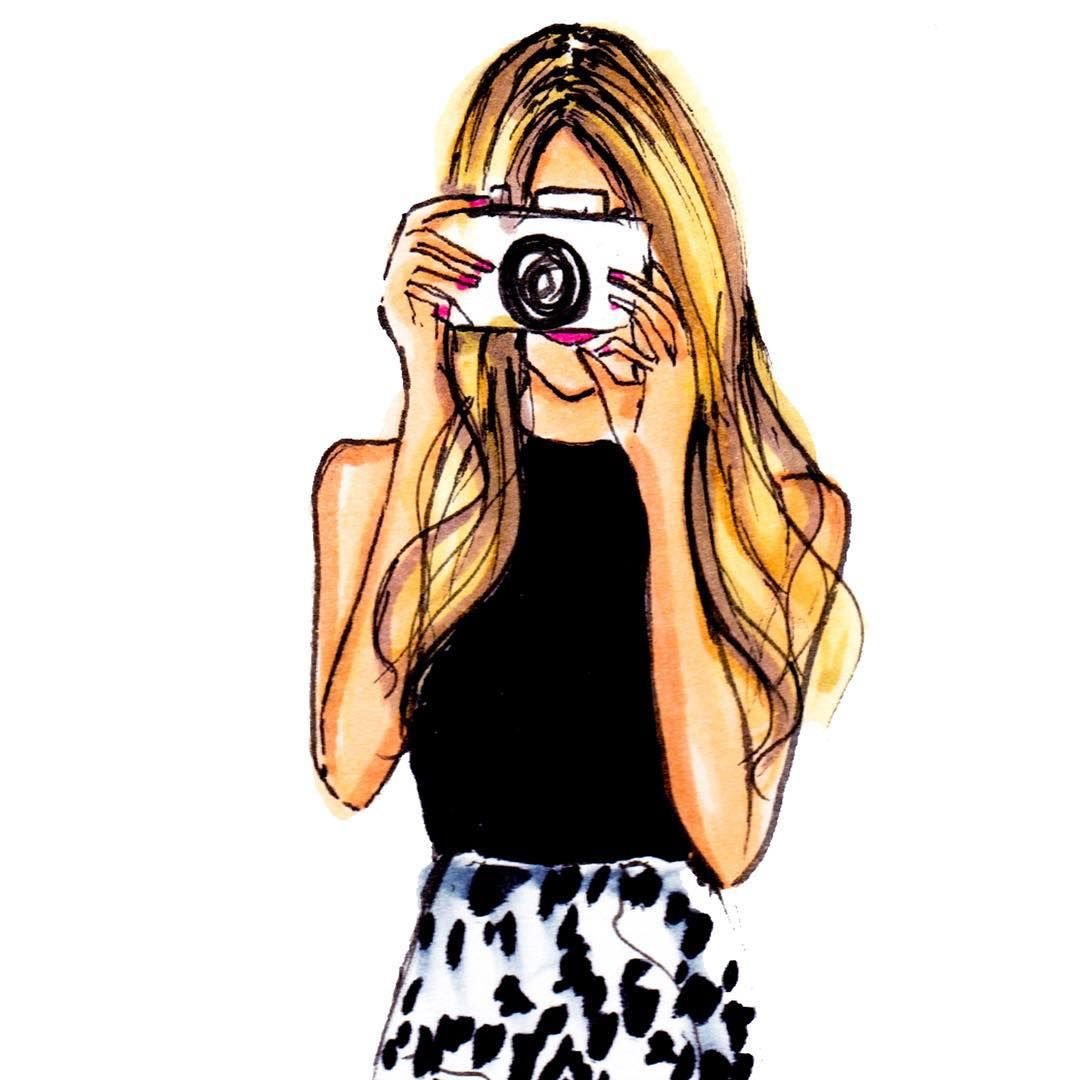 Нарисованная девушка с фотоаппаратом