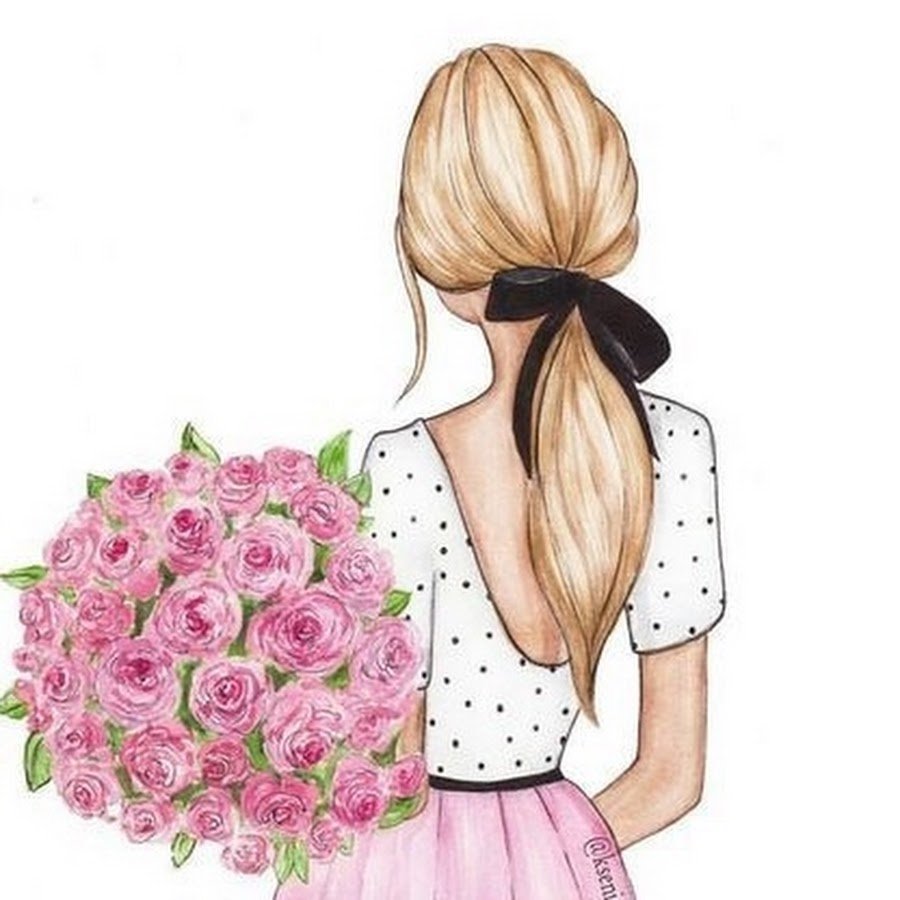 Девушка спиной в шляпе в полный рост рисунок на торт