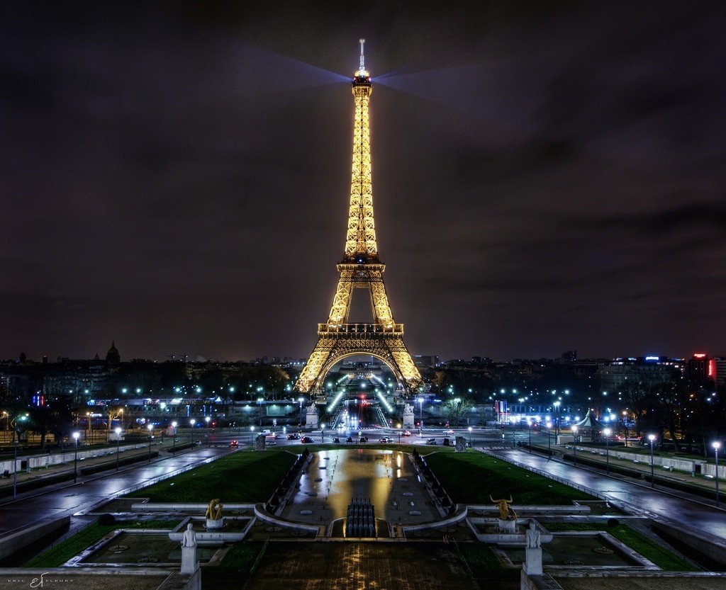 Париж Эйфелева башня закат