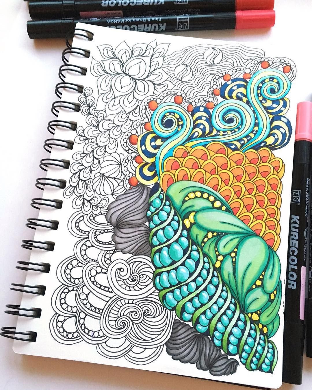 Дудлинг цветной для начинающих