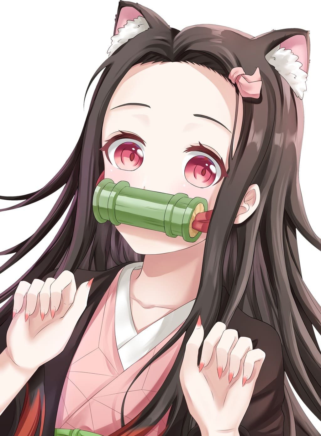 Клинок рассекающий демонов Незуко черно белое