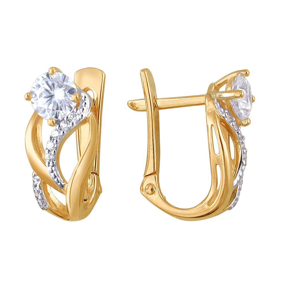 Золотые серьги с фианитом 01с3110977_ щ