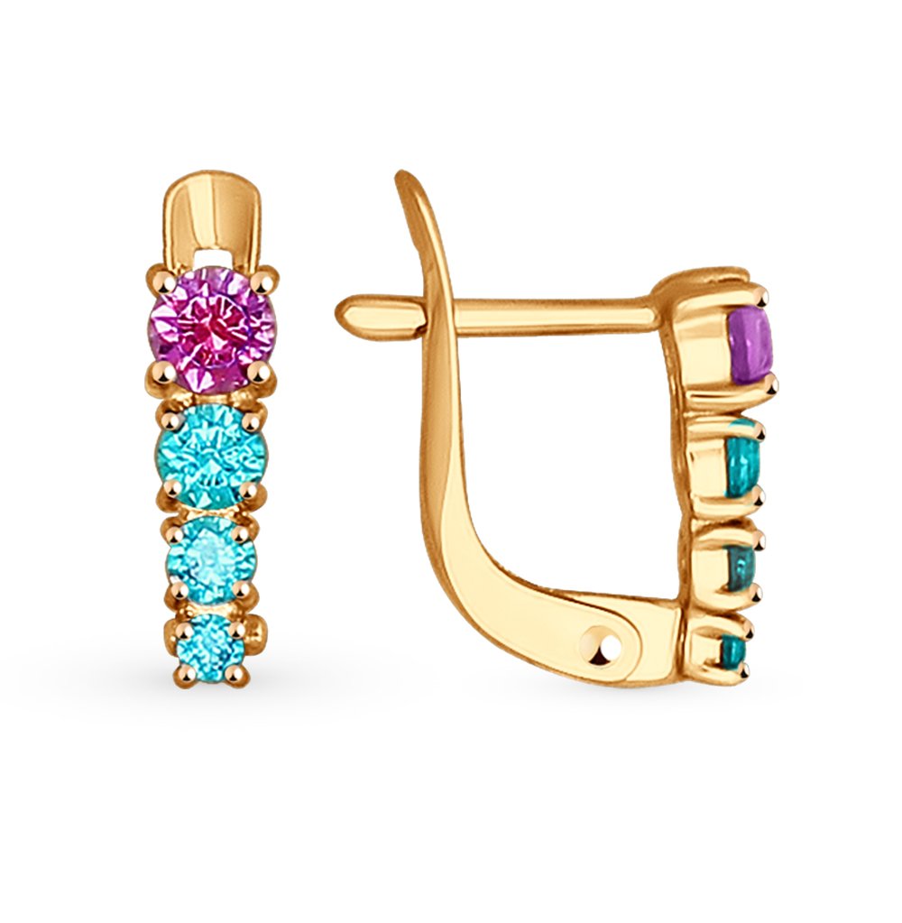 Серьги Соколов золото с фианитами детские