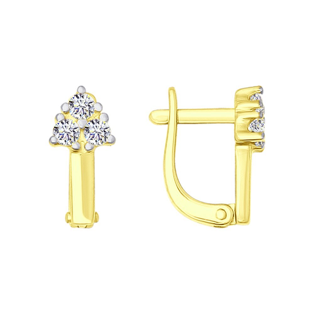 Детские серьги золотые Соколов с фианитом