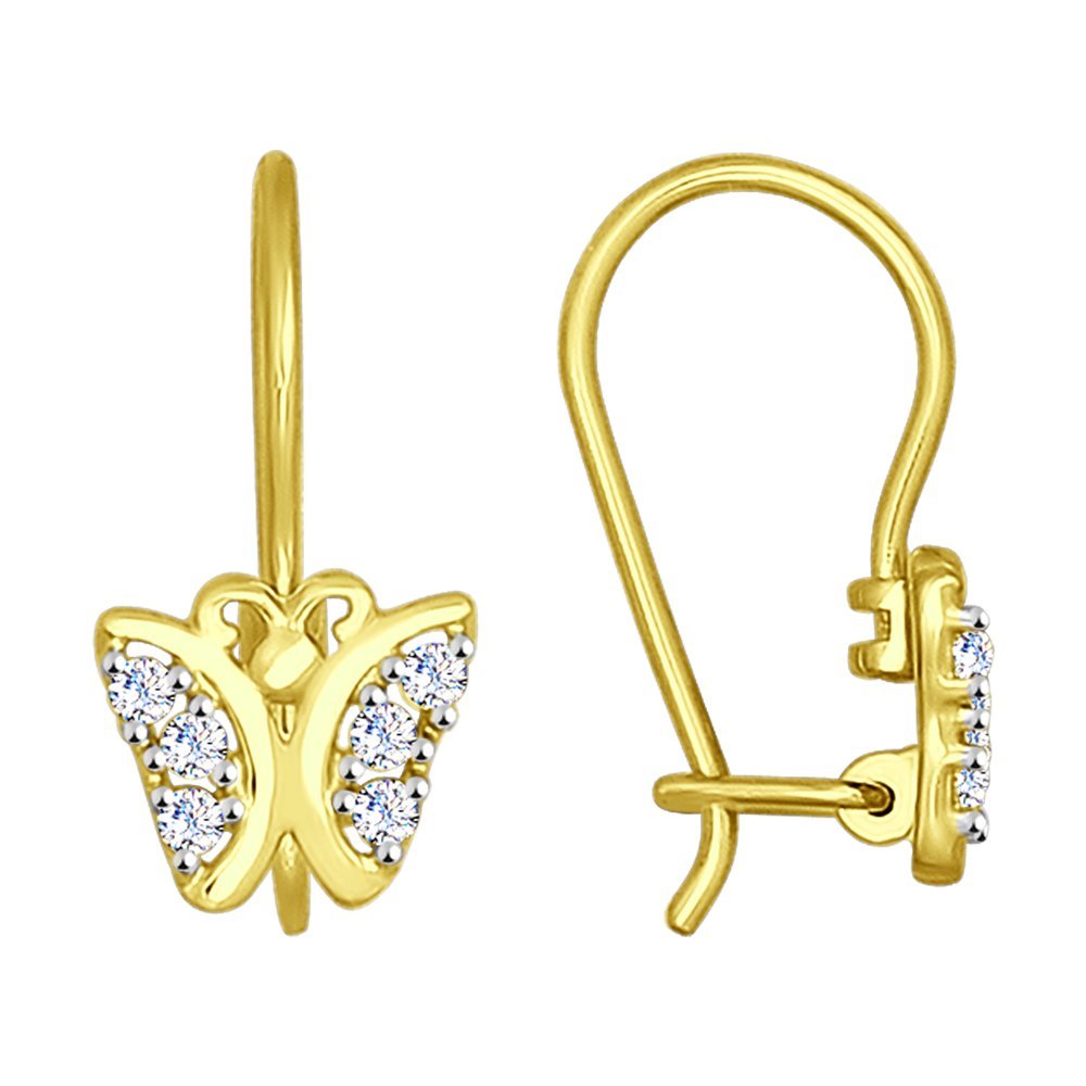 Сережки 585 золотые с бабочкой