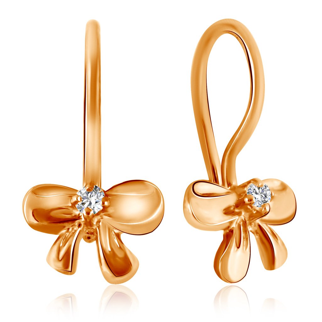 Бронницкий ювелир серьги из красного золота 02с034-01