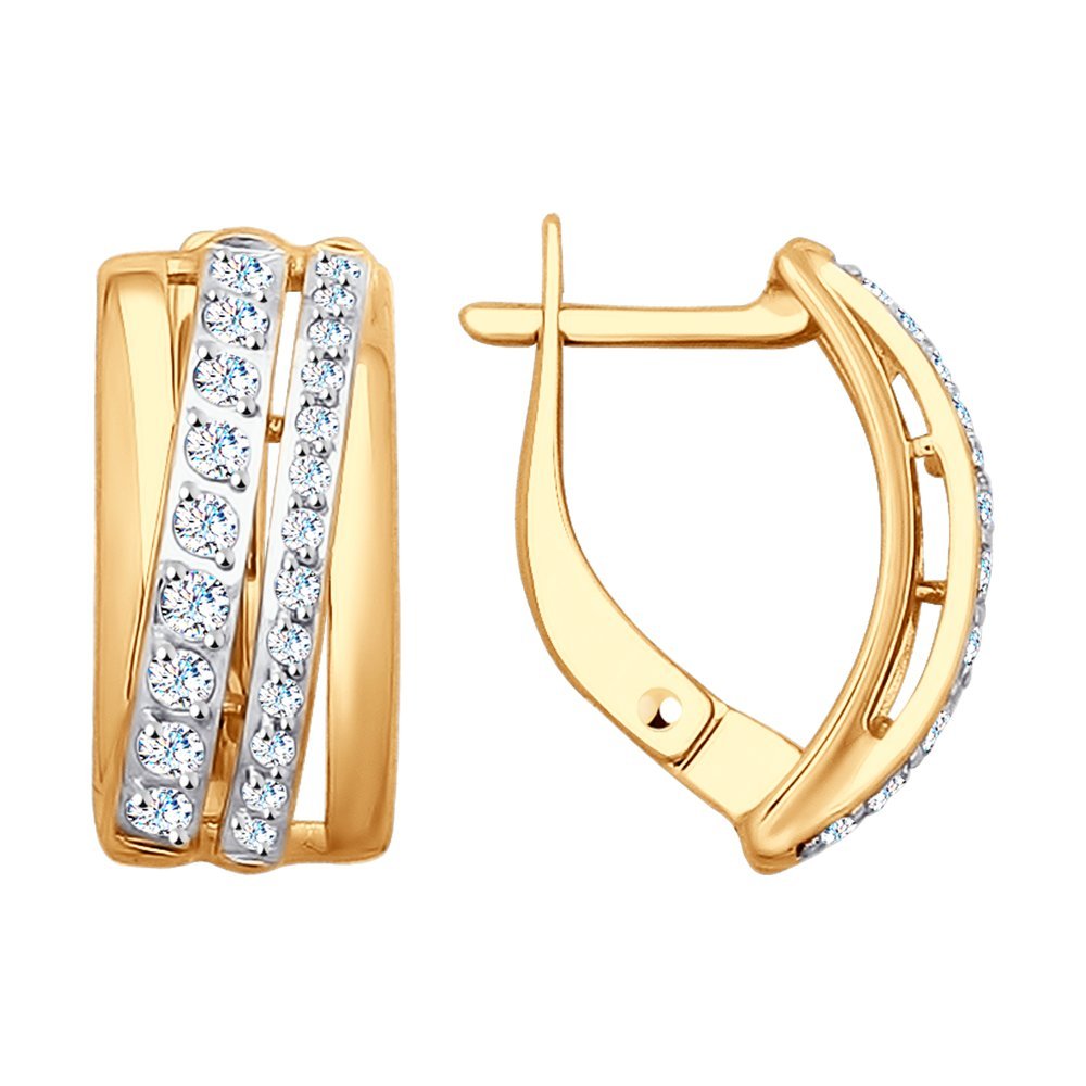 Золотые серьги с фианитом 585