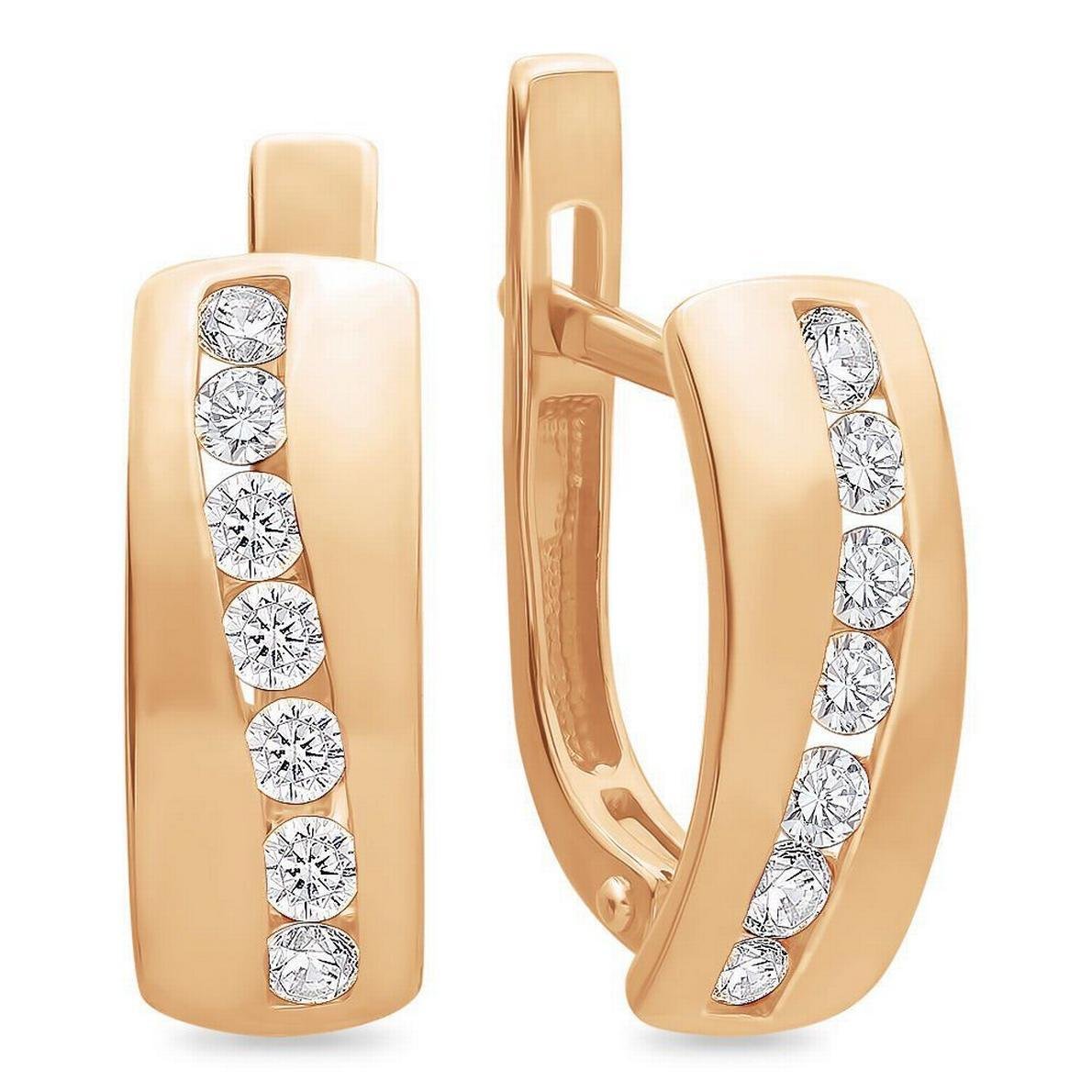 Золотой 585 золотые серьги с фианитами