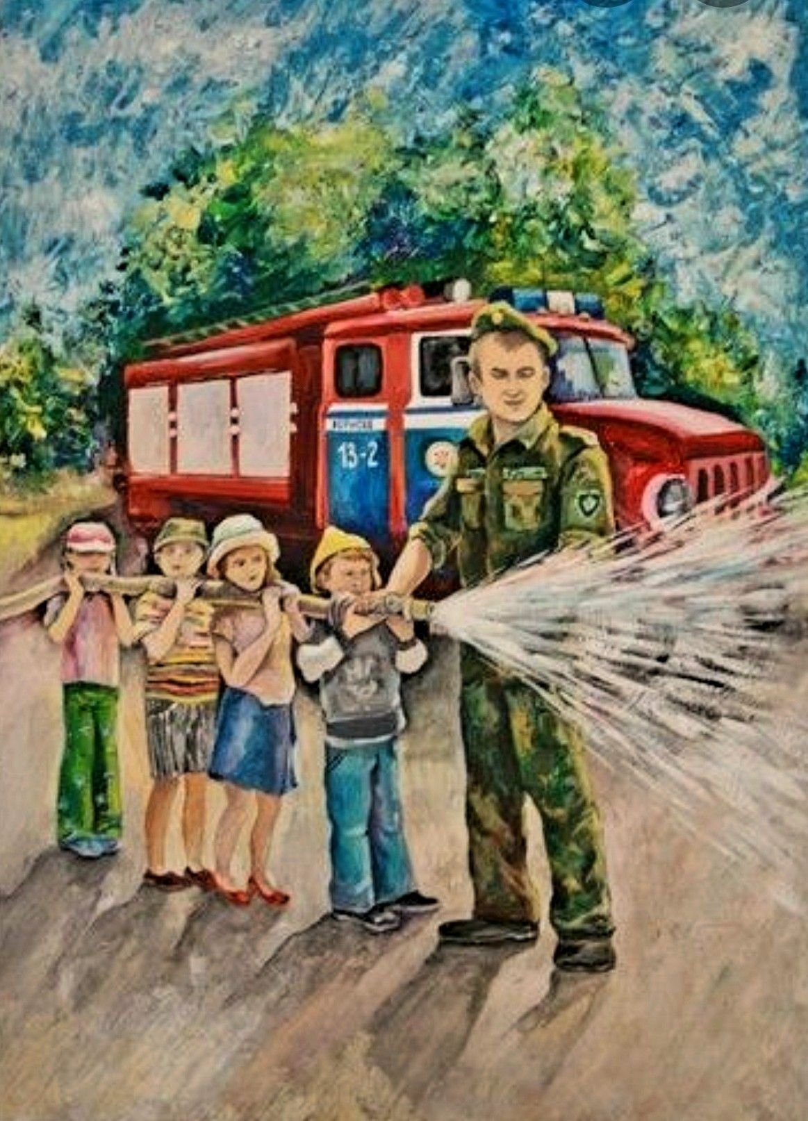 Женщина пожарник для детей