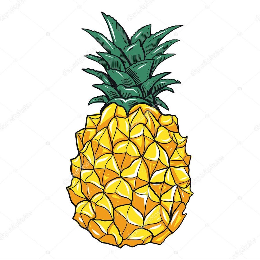 Ананас в мультяшном стиле