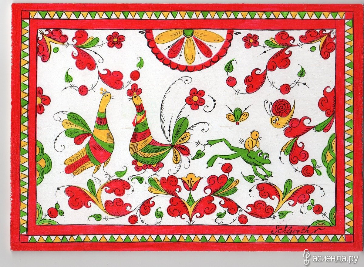 Северодвинская роспись птица Сирин