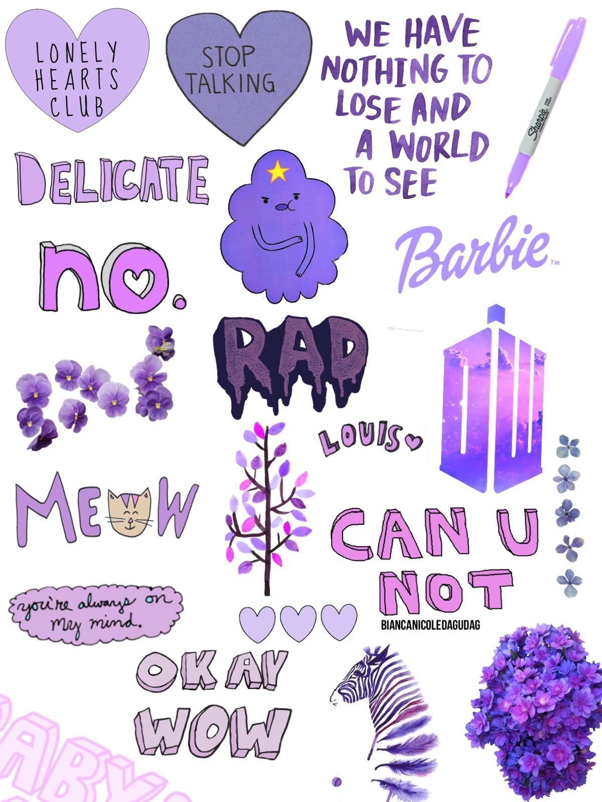 Сиреневые Стикеры