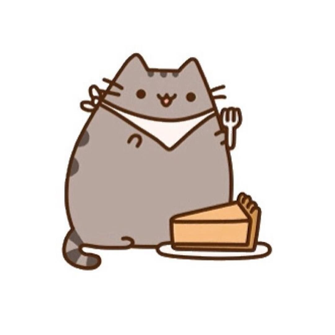 Мультяшный котик с едой