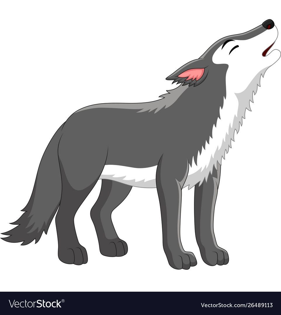 Волк мультяшная на белом фоне