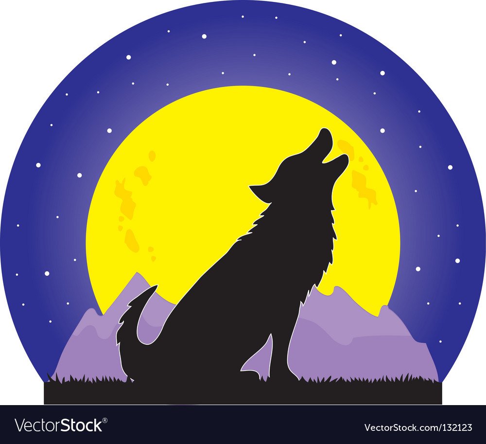 Волк Луна вектор
