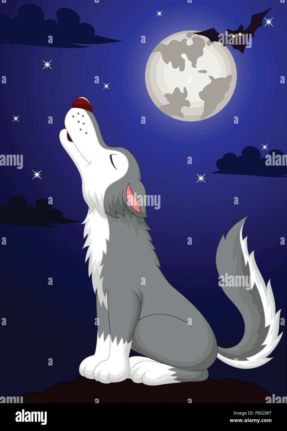 Волк воет на луну для детей