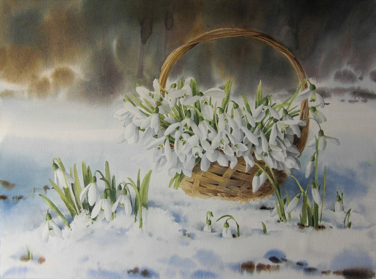 Девушка с подснежниками