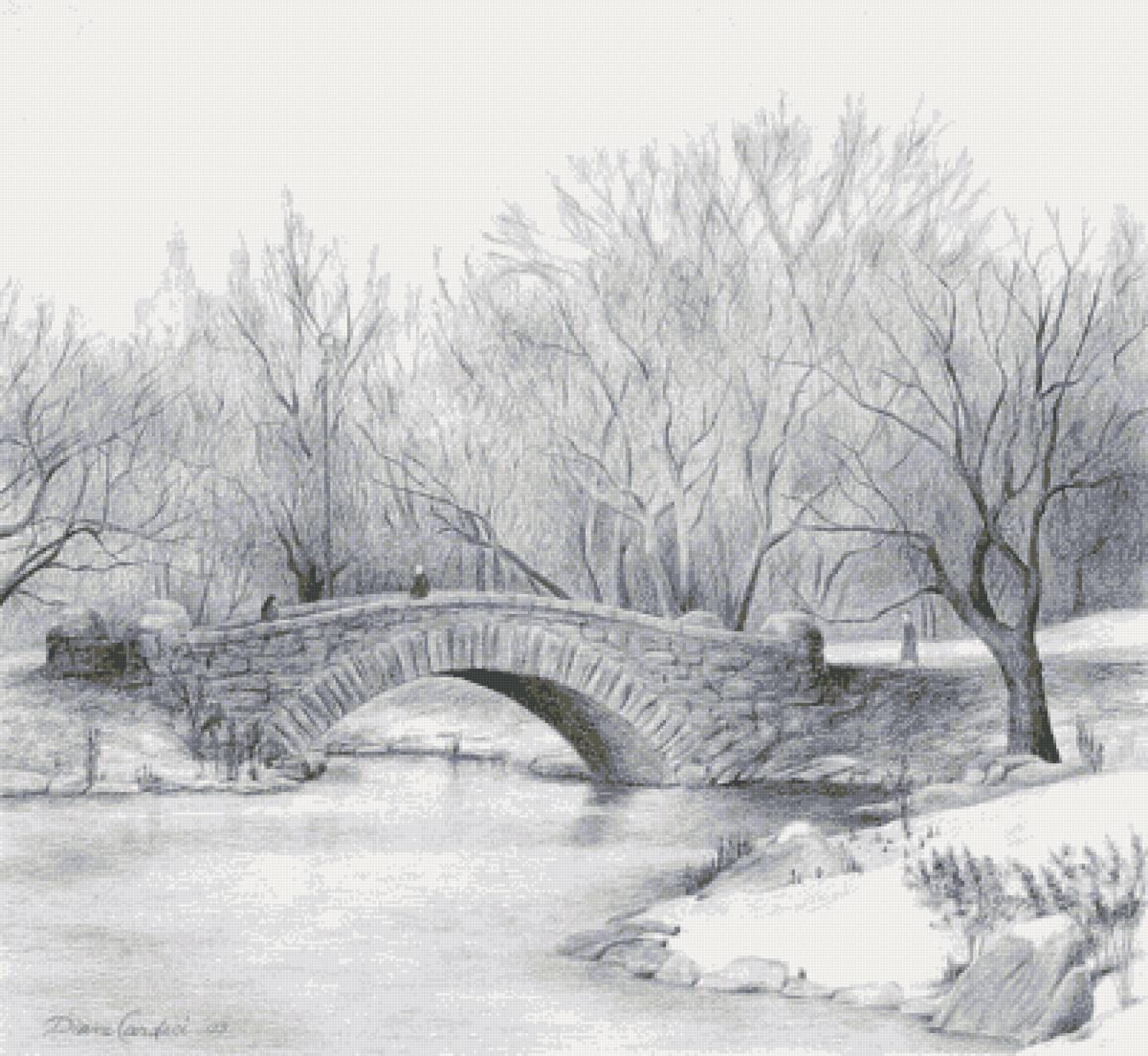 Пейзаж гуашью