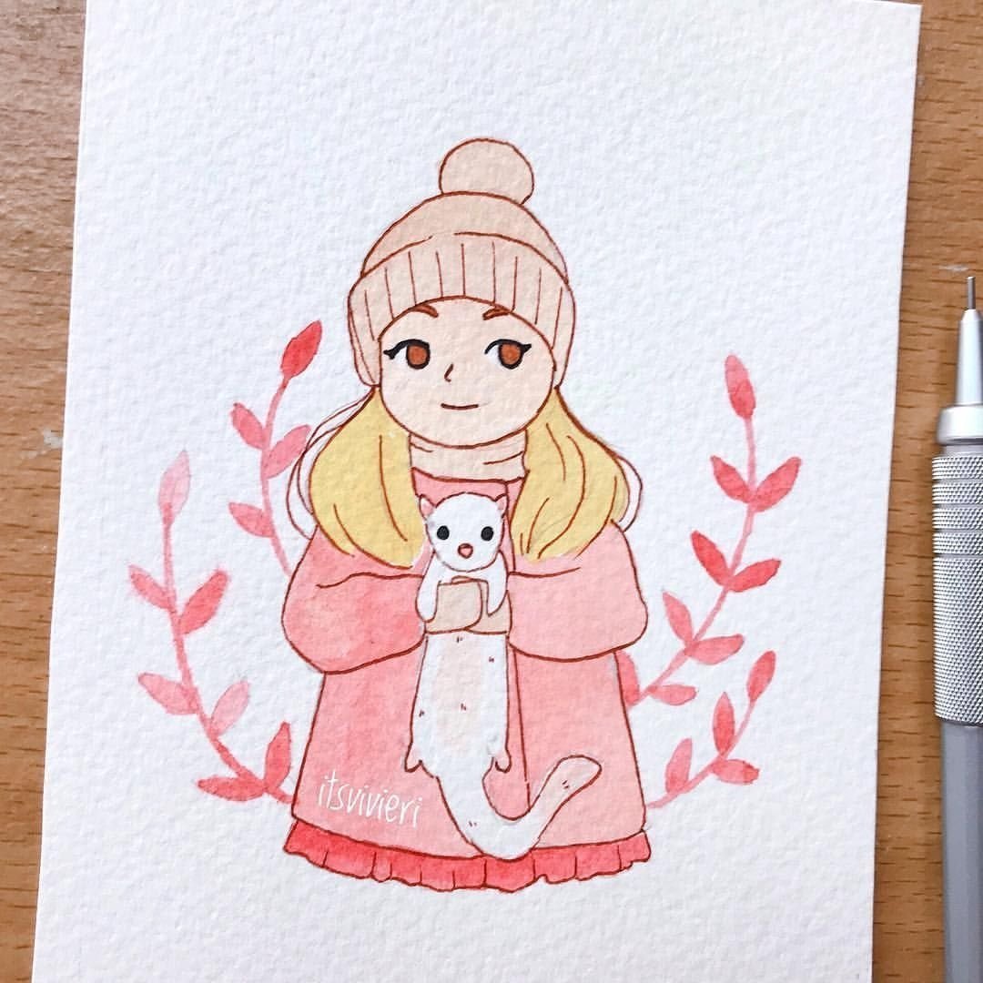 Зимние мультяшные девушки