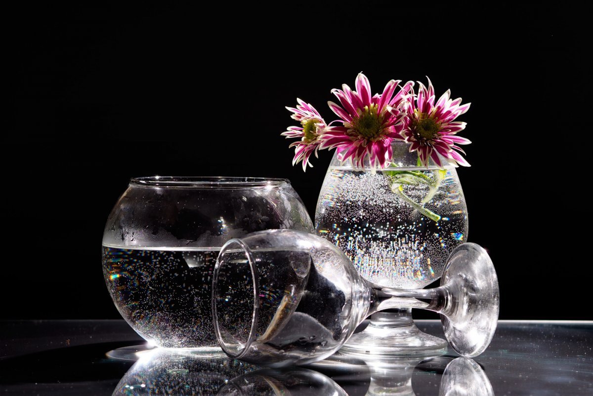 Цветы в воде в вазе