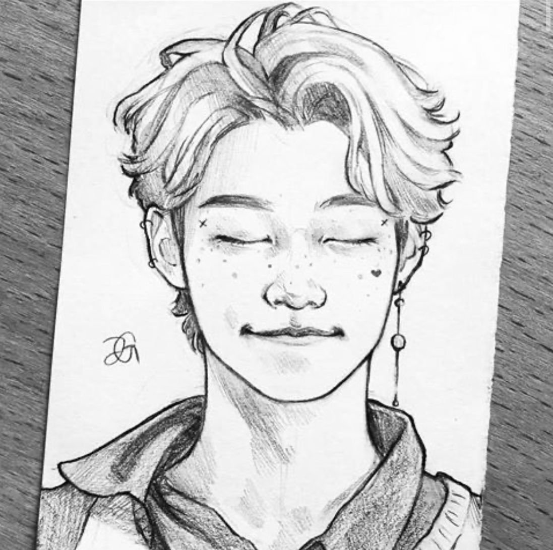 Феликс Stray Kids карандашом