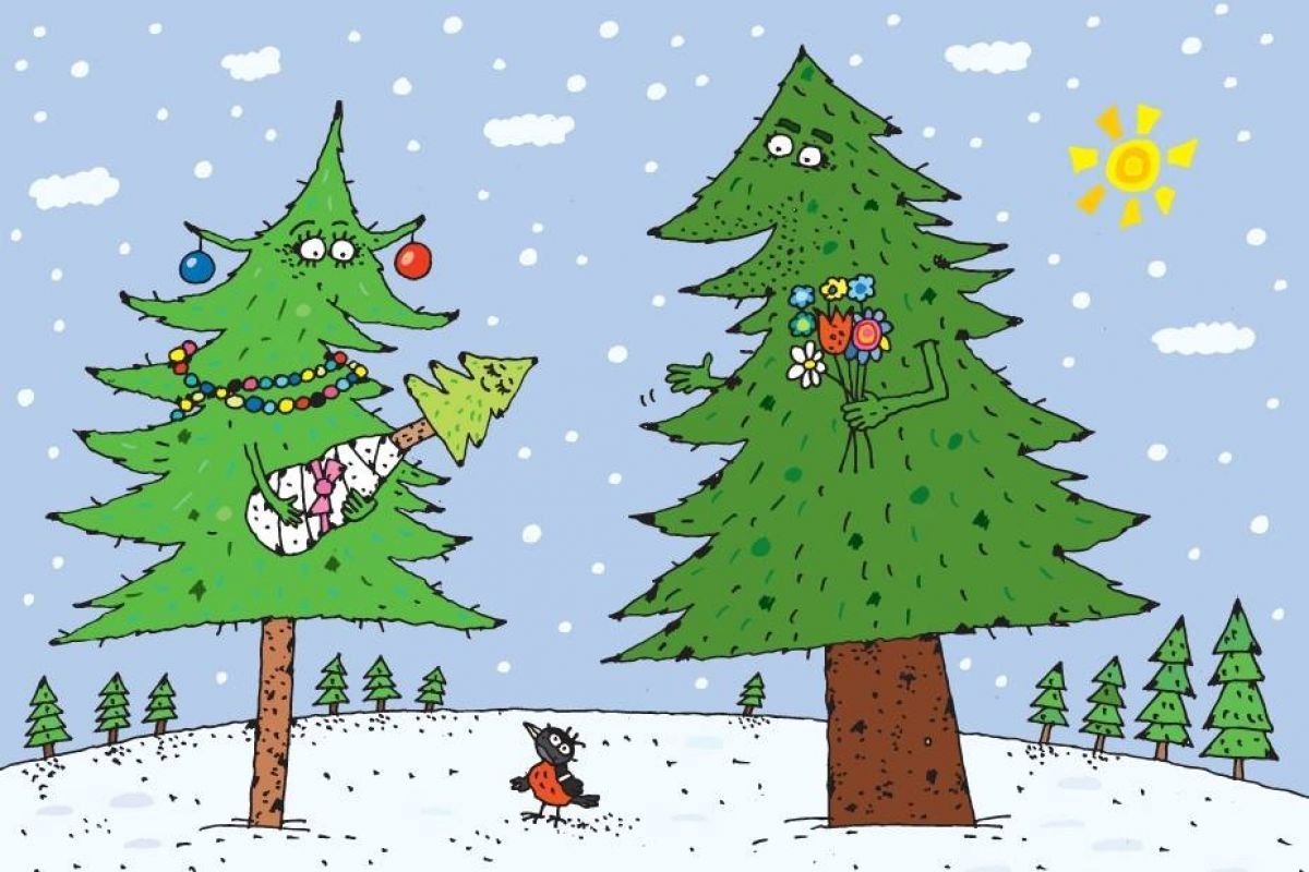 Елка карикатура